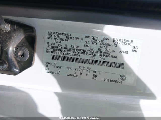 Ford F-150 Xl 2018 1FTEX1C58JKC13864 Image 9