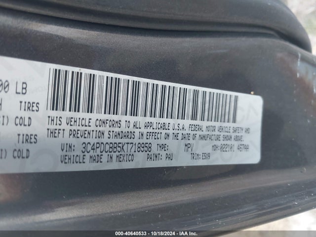 3C4PDCBB5KT718958 Dodge JOURNEY SE
