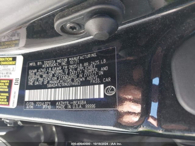58ADA1C1XNU014663 Lexus ES 300H
