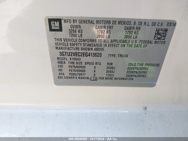 GMC Sierra 1500 Slt 2014 3GTU2VEC2EG413620 Image 9