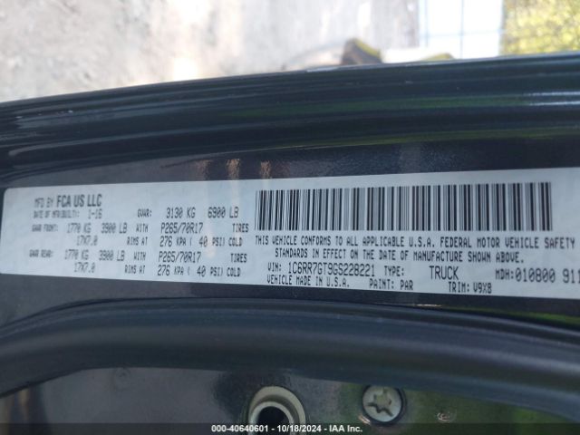 1C6RR7GT9GS228221 RAM 1500 Slt