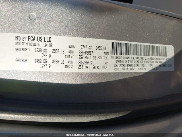Chrysler Pacifica 2019 2C4RC1BG6KR561164 Image 9