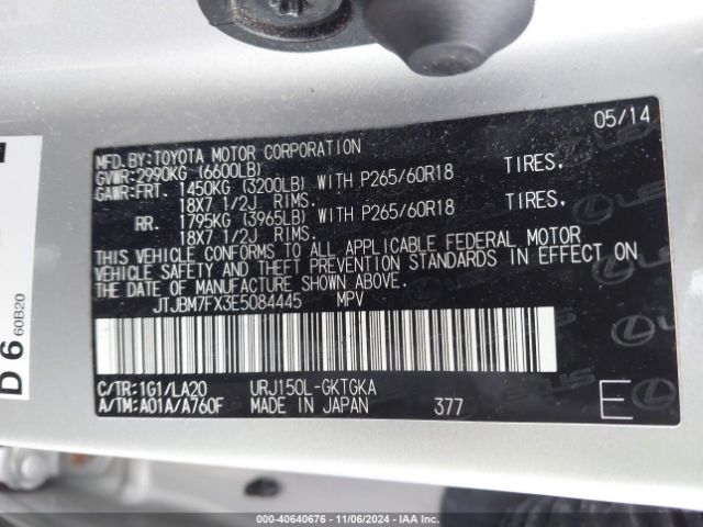 JTJBM7FX3E5084445 Lexus 460