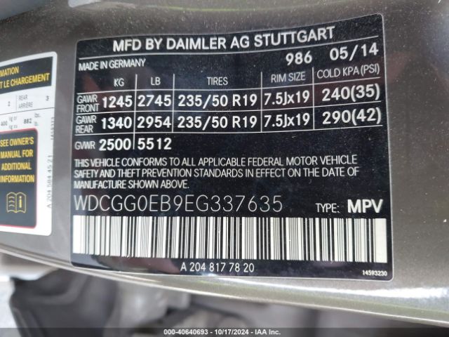 WDCGG0EB9EG337635 Mercedes-Benz Glk 250 Bluetec 4matic