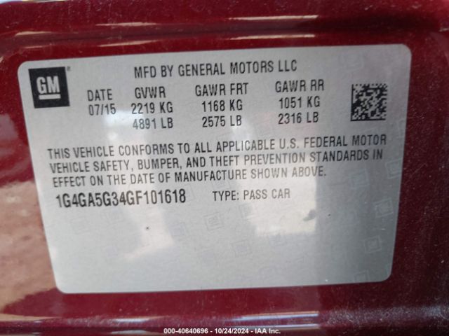1G4GA5G34GF101618 Buick Lacrosse