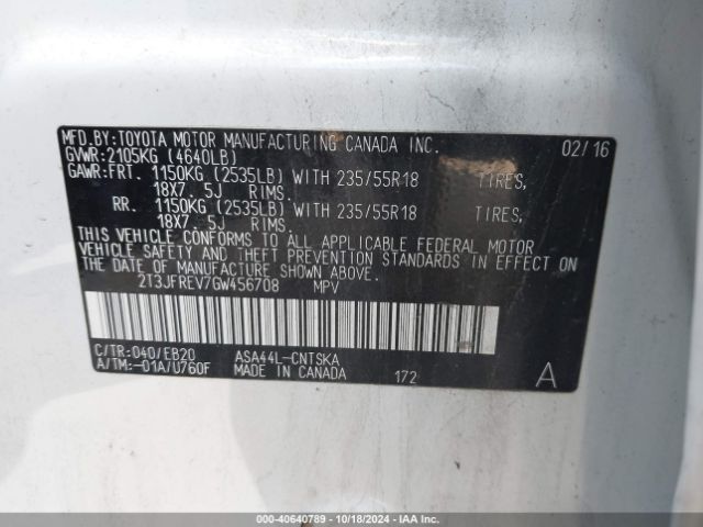 2T3JFREV7GW456708 Toyota RAV4 SE