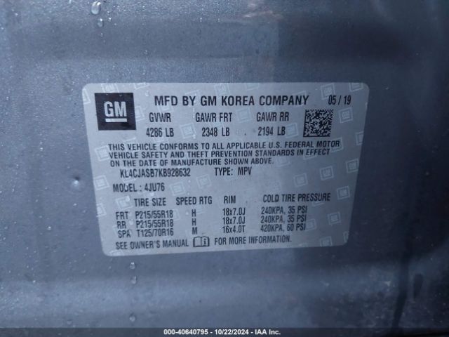 KL4CJASB7KB928632 Buick Encore Fwd Preferred