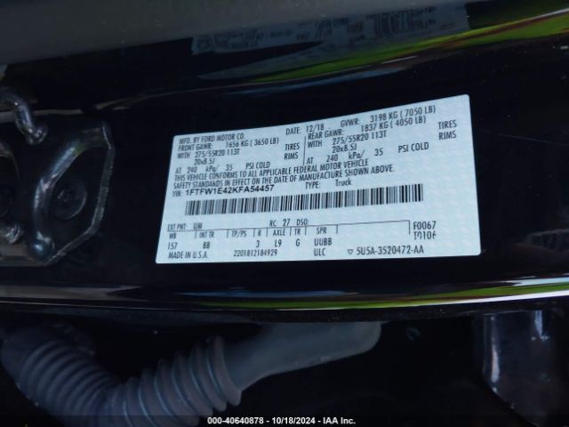 1FTFW1E42KFA54457 Ford F-150 Platinum