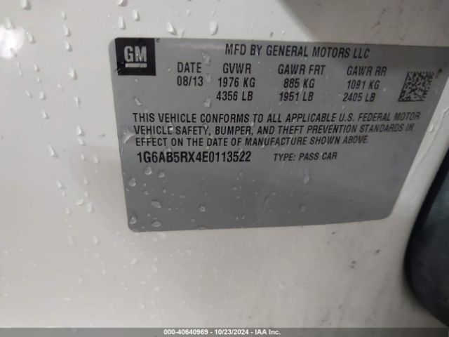 1G6AB5RX4E0113522 Cadillac ATS LUXURY