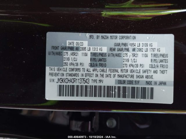 JM3KKDHA0R1137543 Mazda Cx-90 Phev Premium