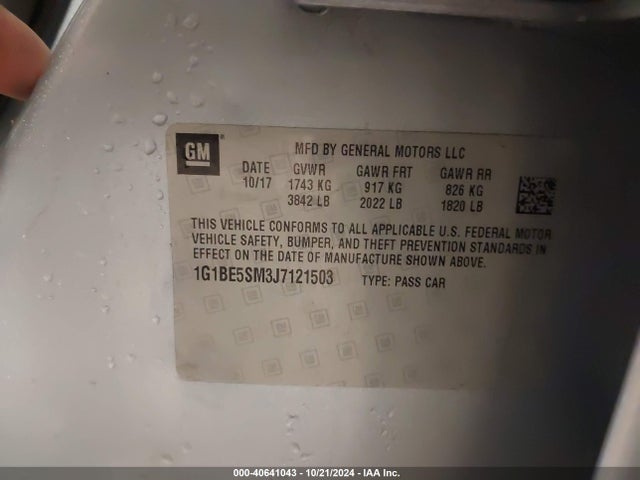 1G1BE5SM3J7121503 Chevrolet Cruze Lt Auto