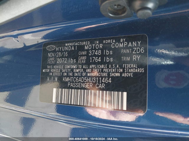 Hyundai Veloster 2017 KMHTC6AD5HU311464 Image 9