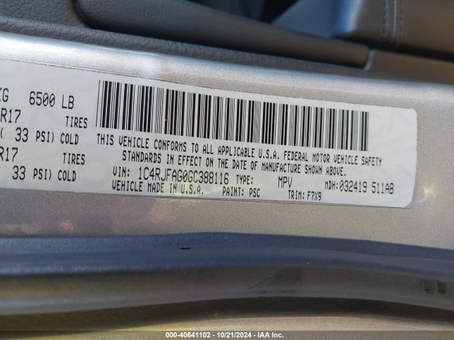 1C4RJFAG0GC388116 Jeep Grand Cherokee Laredo