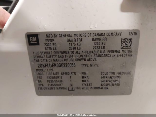 2GKFLUEK0G6220053 GMC Terrain Slt