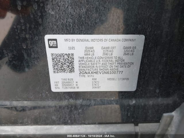 2GNAXHEV1N6100777 Chevrolet Equinox Fwd Ls