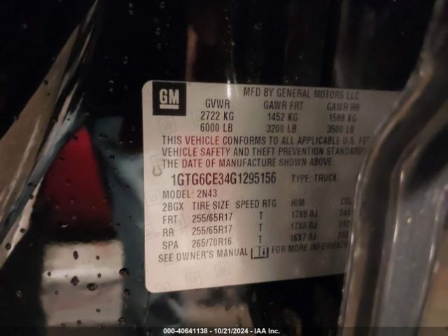 1GTG6CE34G1295156 GMC CANYON SLE