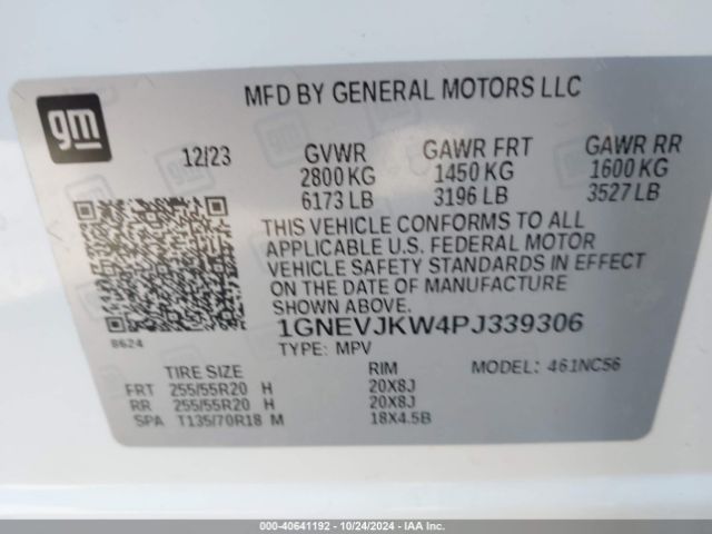 1GNEVJKW4PJ339306 Chevrolet Traverse Awd Rs