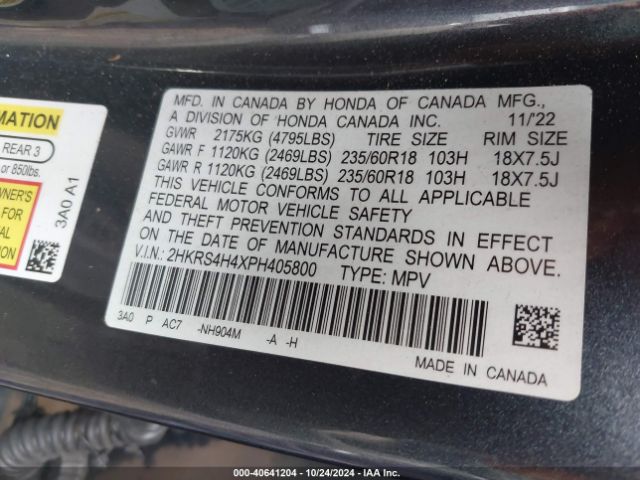 2023 HONDA CR-V 2HKRS4H4XPH405800 Photo 8