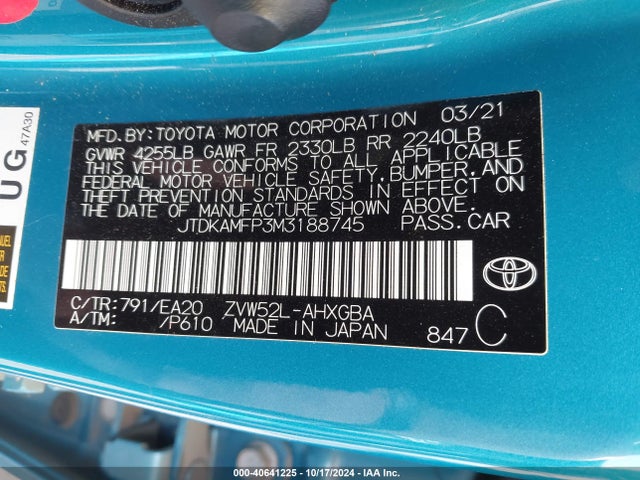 Toyota Prius Prime Limited 2021 JTDKAMFP3M3188745 Image 9