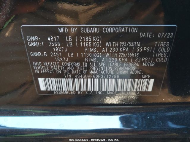 4S4GUHF60R3712786 Subaru Crosstrek Sport