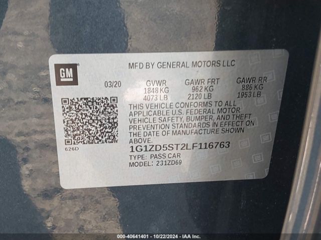 1G1ZD5ST2LF116763 Chevrolet Malibu Fwd Lt
