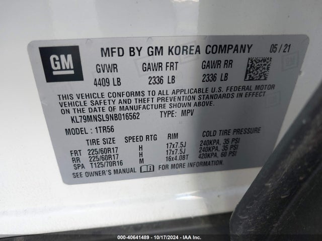 Chevrolet Trailblazer Awd Ls 2022 KL79MNSL9NB016562 Image 9