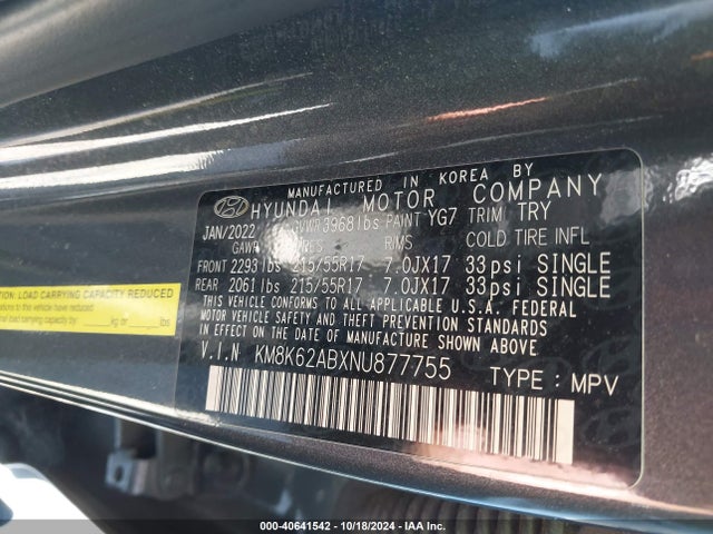 Hyundai Kona Sel 2022 KM8K62ABXNU877755 Image 9