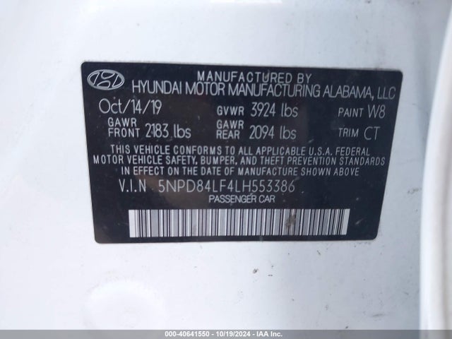 Hyundai ELANTRA SEL 2020 5NPD84LF4LH553386 Image 9