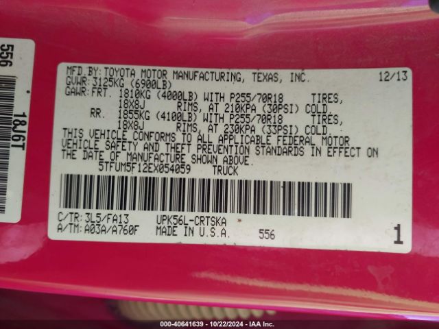 5TFUM5F12EX054059 Toyota Tundra Sr 4.6l V8