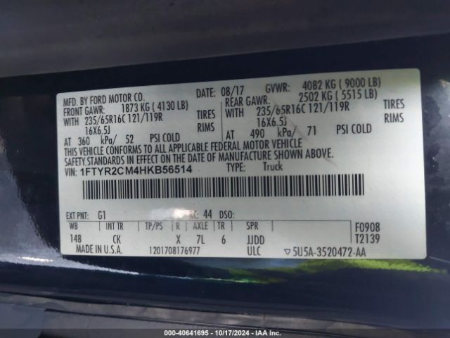 1FTYR2CM4HKB56514 Ford Transit T-250