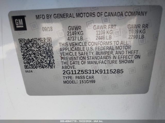 2G11Z5S31K9115285 Chevrolet IMPALA LT
