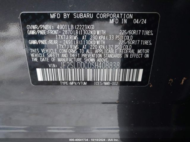 JF2SLDDC0SH408838 Subaru Forester Premium
