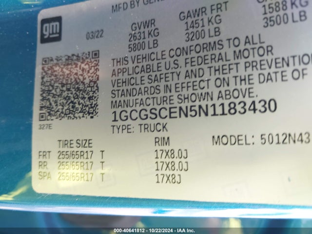 1GCGSCEN5N1183430 Chevrolet Colorado 2wd  Short Box Lt