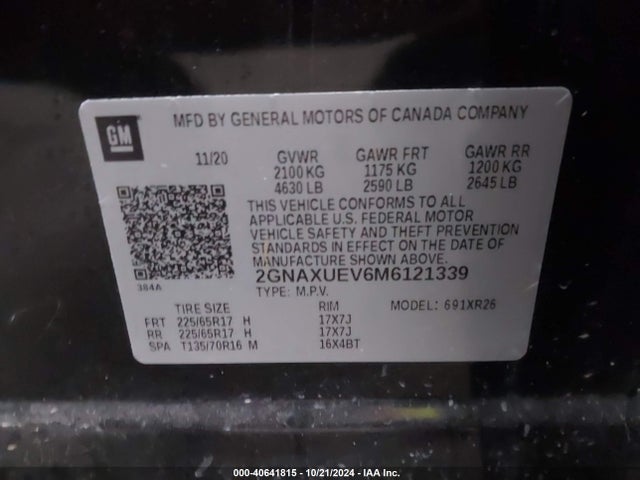 Chevrolet Equinox Awd Lt 2021 2GNAXUEV6M6121339 Image 9