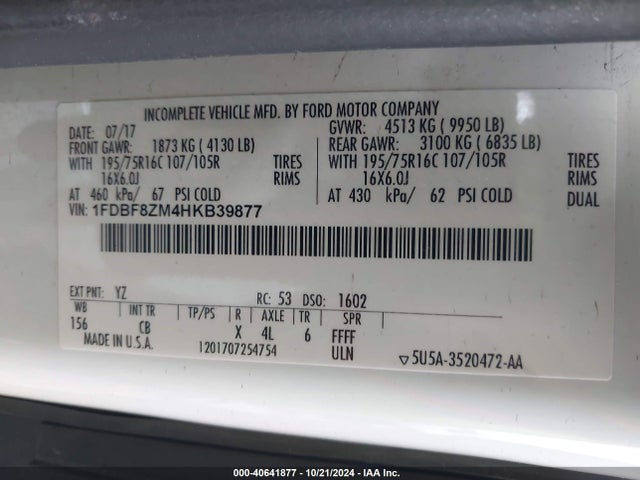 Ford Transit-350 Cab 2017 1FDBF8ZM4HKB39877 Image 9