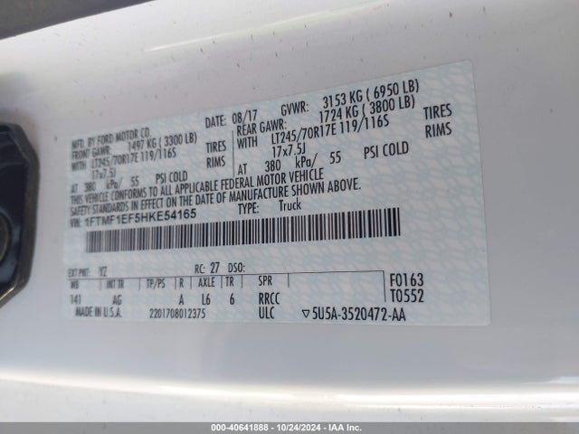 Ford F-150 Xl 2017 1FTMF1EF5HKE54165 Image 9