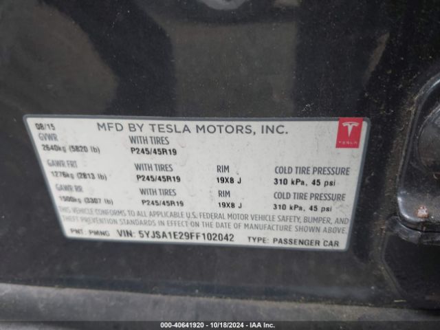 5YJSA1E29FF102042 Tesla Model S 70d/85d/p85d
