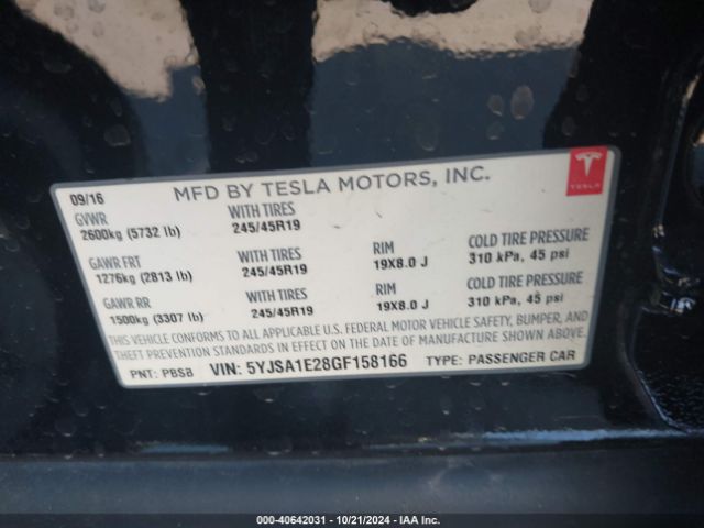 5YJSA1E28GF158166 Tesla MODEL S