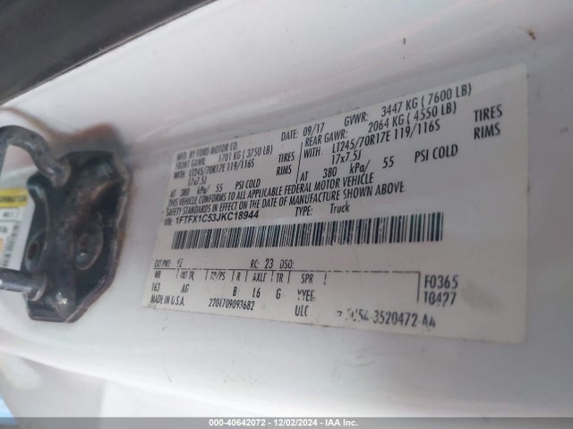 Ford F-150 Xl 2018 1FTFX1C53JKC18944 Image 9