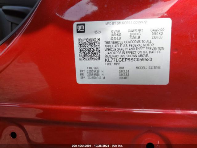 KL77LGEP9SC059583 Chevrolet Trax Fwd 1rs