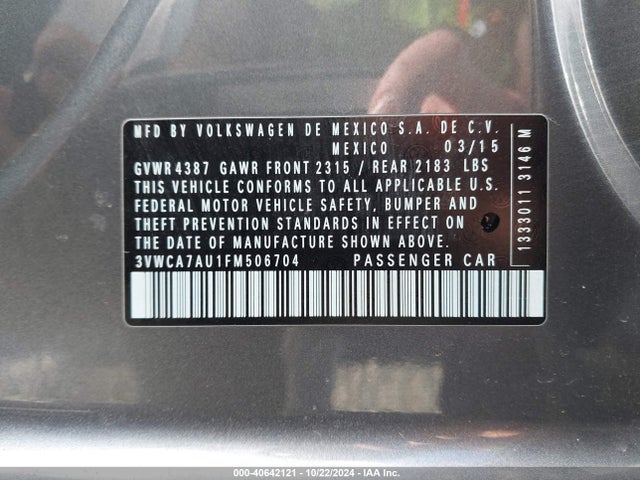 3VWCA7AU1FM506704 Volkswagen Golf Sportwagen Tdi S 4-door