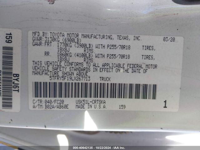 5TFRY5F19LX267713 Toyota Tundra Sr5