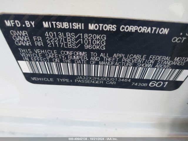 2013 MITSUBISHI LANCER SPORTBACK JA32X2HU0DU013464 Photo 8