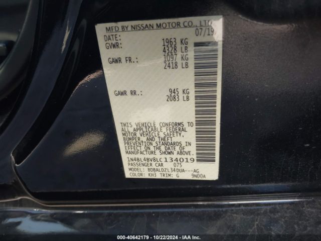 1N4BL4BV8LC134019 Nissan Altima S Fwd