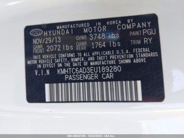 KMHTC6AD3EU189280 Hyundai Veloster Base W/black
