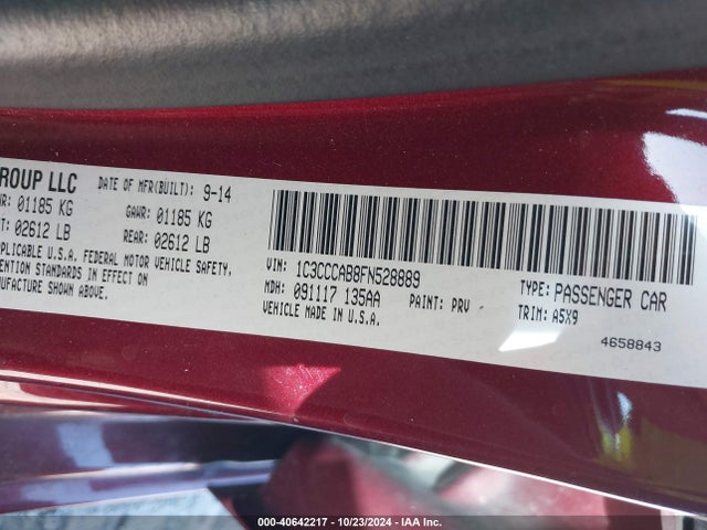 Chrysler 200 Limited 2015 1C3CCCAB8FN528889 Image 9