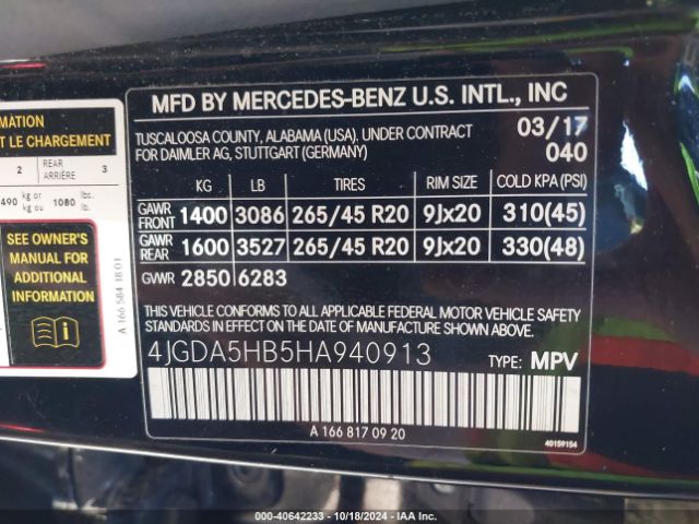 4JGDA5HB5HA940913 Mercedes-Benz Gle 350 4matic