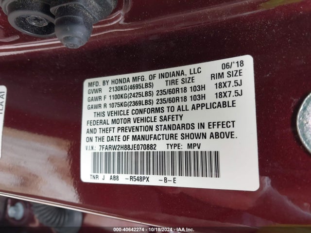 Honda CR-V 2018 7FARW2H88JE070882 Image 24