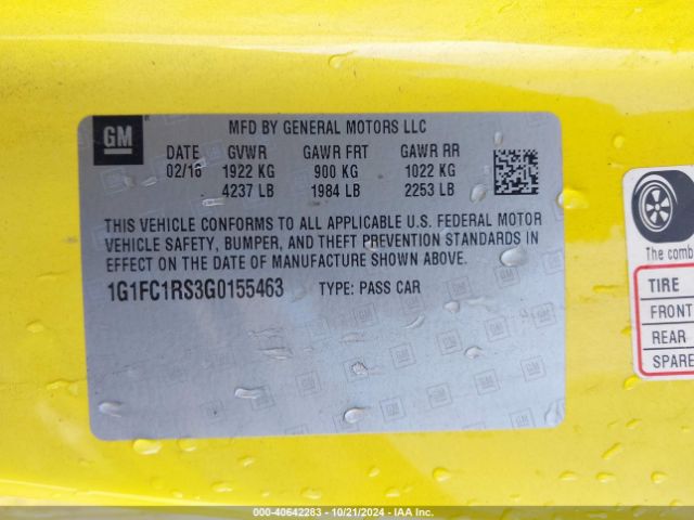 1G1FC1RS3G0155463 Chevrolet Camaro 2lt