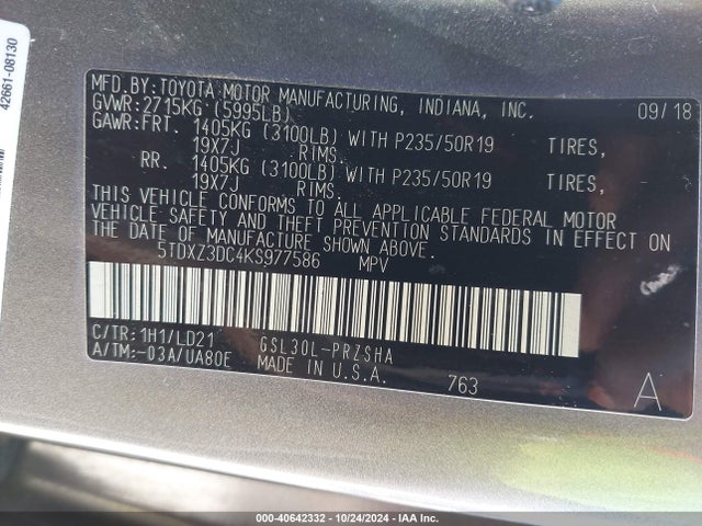 Toyota Sienna Se 8 Passenger 2019 5TDXZ3DC4KS977586 Image 9